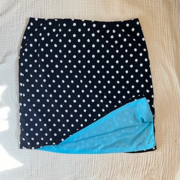 Elisabeth by Liz Claiborne sz22 Black with White Polka-dots A line Midi Skirt - Picture 2 of 4